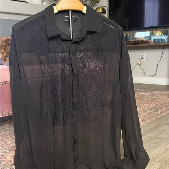 ASOS Design Black sheer, gothic style large shirt - Picture 9 of 9